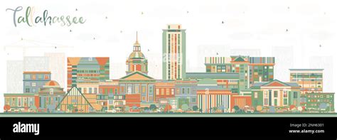 Tallahassee Florida City Skyline With Color Buildings Vector