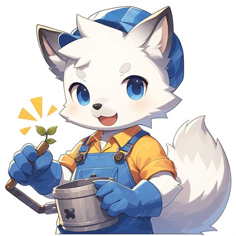 Premium Vector An Arctic Fox Farmer Cartoon Style
