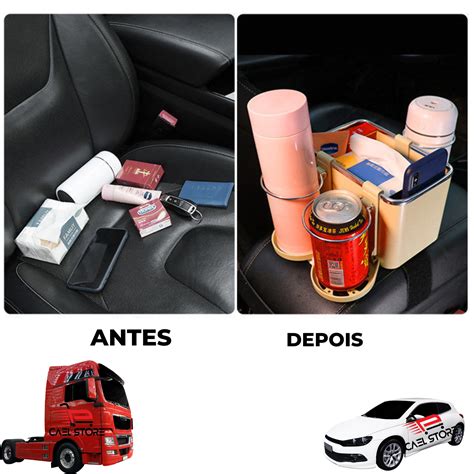 Peça Ou Acessório Para Carro 8 - Caixa De Acessorio Porta Lenços Copo Garrafa Para Carro Preto:PRETO ...