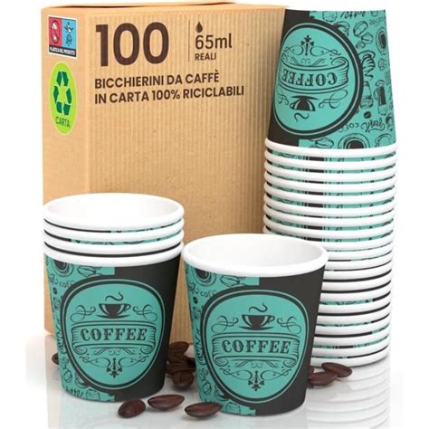 Pubgreencup Lot De 100 Verres À Café En Papier Biodégradables Jetables