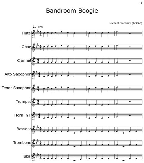 Bandroom Boogie Sheet Music For Flute Oboe Clarinet Alto Saxophone