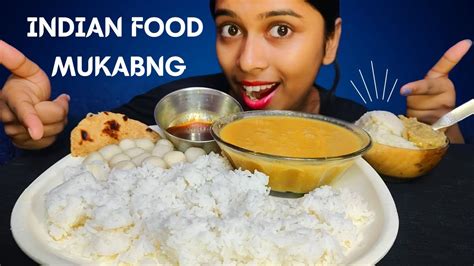 Asmr Eating Dal Chawal Peetha Ghee Puri Rawa Indian Food Eating