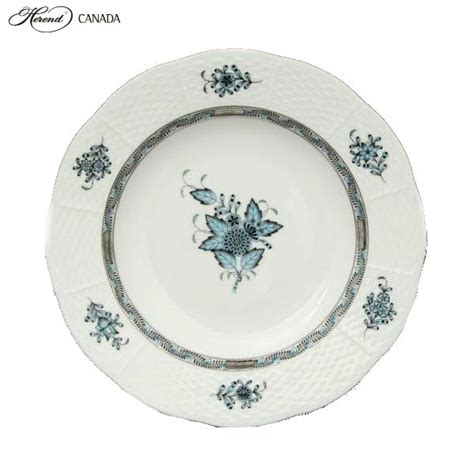 Soup Plate Chinese Bouquet Turquoise Platinum Herend Canada