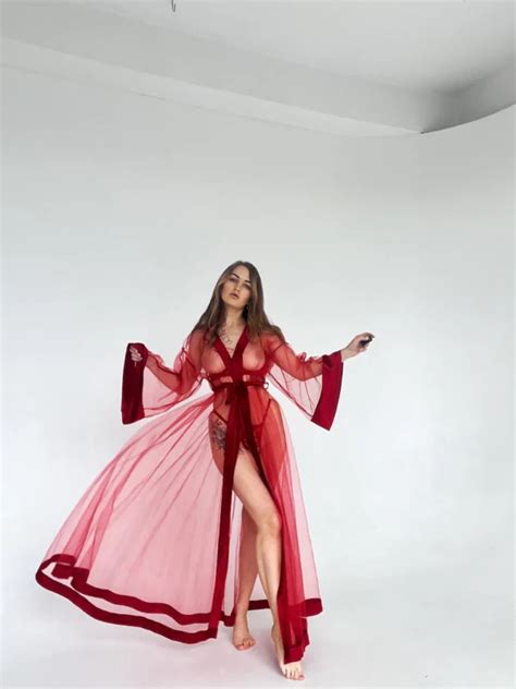 Red Sheer Robe Focused On Sex Handmade With Love