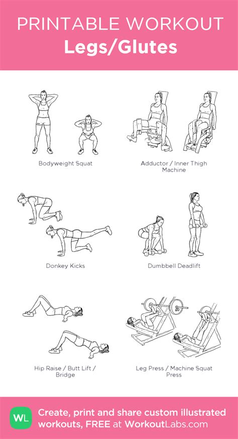 Legs Glutes Sheet My Visual Workout Created At Workoutlabs