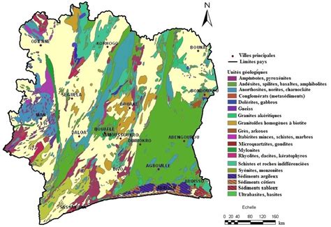 Carte géologique simplifiée de la Côte dIvoire à léchelle 1 4 000