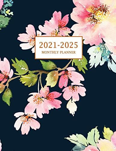 2021 2025 Monthly Planner Large Five Year Planner With Floral Cover