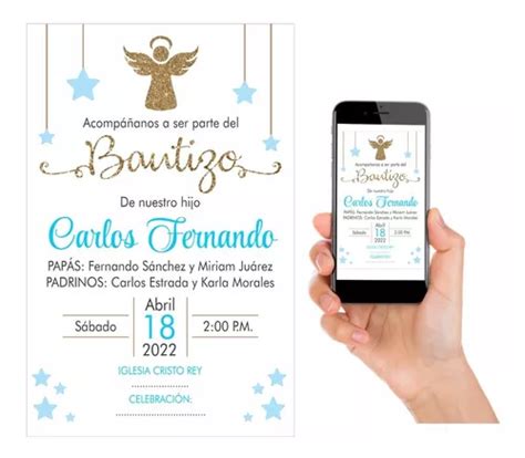 Invitacion Para Bautizo Digital O Editable En Power Point Meses Sin Interés