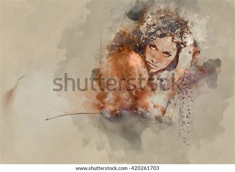 Silhouette De Una Mujer Desnuda Pintura Ilustraci N De Stock