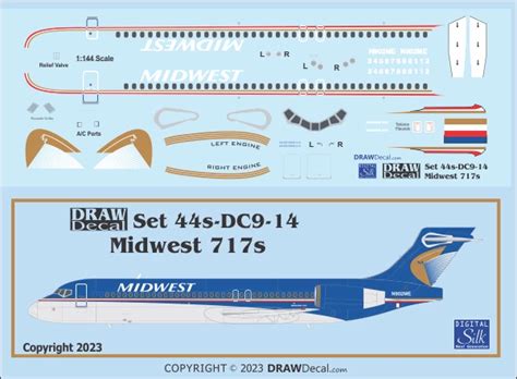 Boeing 717 Midwest Draw Decal 44 Dc9 14