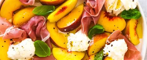 Peach Burrata And Prosciutto Salad Fettys Food Blog