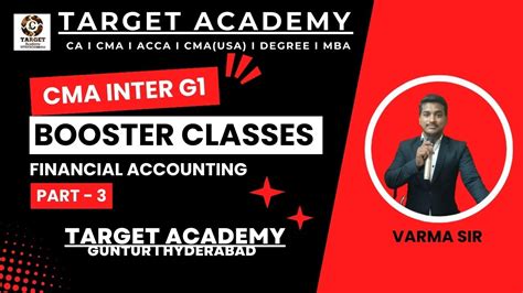 Cma Inter G Financial Accounting Booster Classes Part By Varma Sir