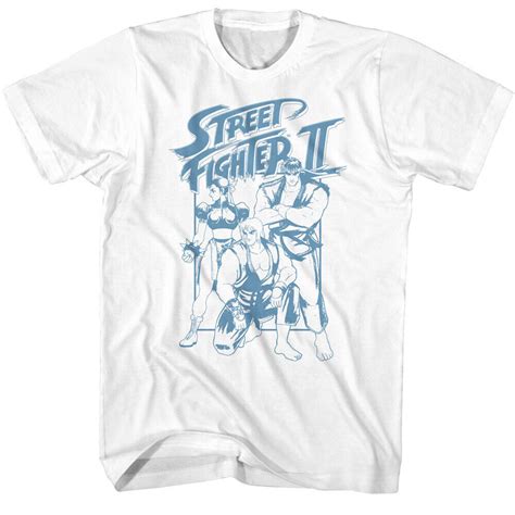 Street Fighter Ii T Shirt Ryu Ken And Chu Gaming Adult Licensed White Cotton