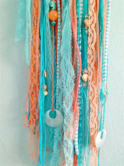 Turquoise And Coral Woven Dreamcatcher With By Stylishstuffbysteph Lace