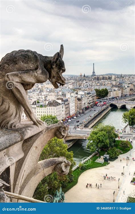 Chimera Gargulec Katedra Notre Dame De Paris Obraz Stock Obraz