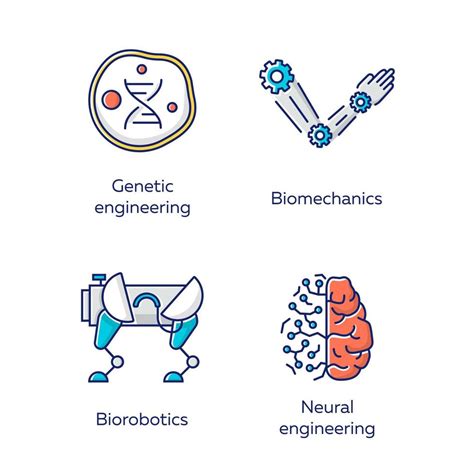 Conjunto De Iconos De Colores De Bioingenier A Cambiando Los