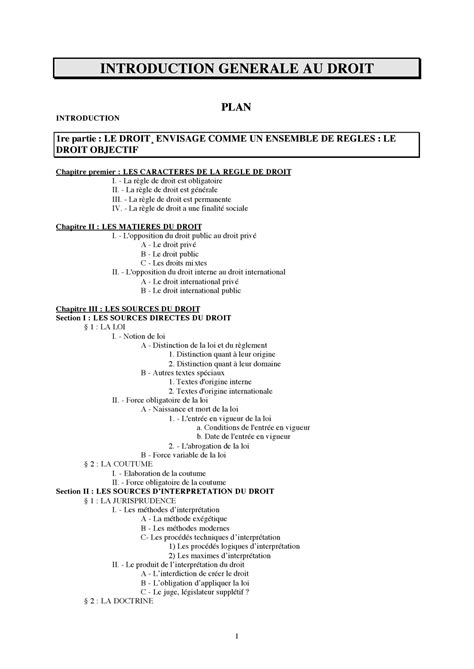 Introduction Au Droit Notes De Cours Complet INTRODUCTION GENERALE