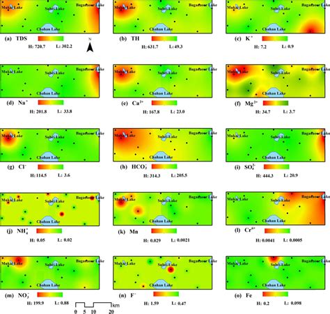 Spatial Distribution Maps Of A Tds B Th C K D Na E Ca F Mg