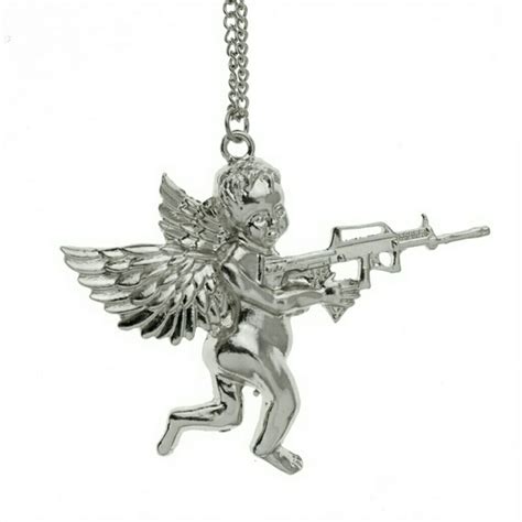 Jewelry New Silver Cherub Angel With Gun Pendant Necklace Poshmark