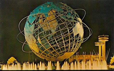 a postcard with the image of an earth globe in front of a cityscape