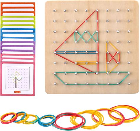 Amazon Mikabili Montessori Geoboard de madera matemática