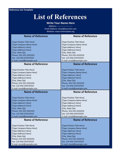 40 Professional Reference Page Sheet Templates Templatelab