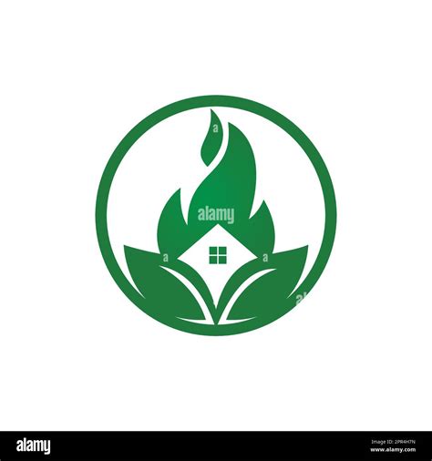 House Restore From Disaster Vector Logo Template Home Fire With Leaf