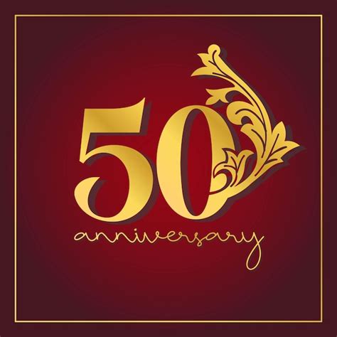 Premium Vector | 50th anniversary celebration banner with on red ...