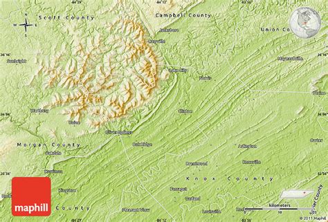 Physical Map of Anderson County