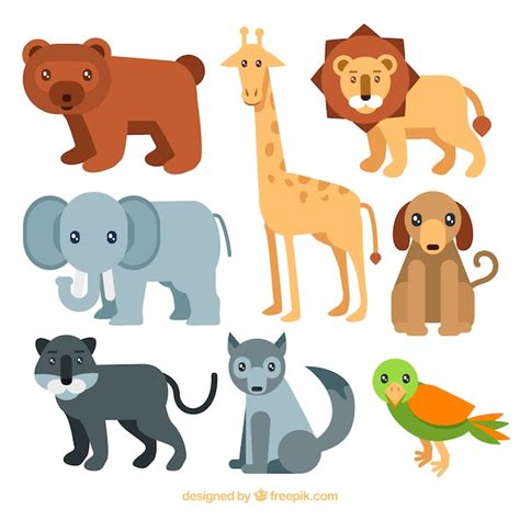 Free Vector Lovely Animals With Flat Design