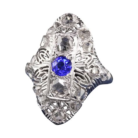 Antique Art Deco 14k White Gold Tri Gold Filigree Ring For Sale At