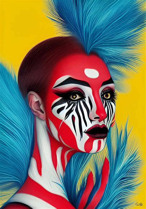 Zebra Girl Red And Yellow Digital Art By Gali Gilor Pixels