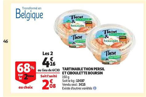 Promo Tartinable Thon Persil Et Ciboulette Boursin Chez Auchan