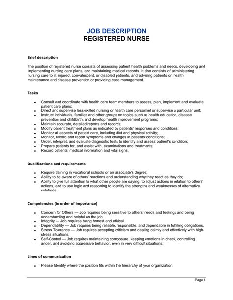 Registered Nurse Job Description Template (Download)