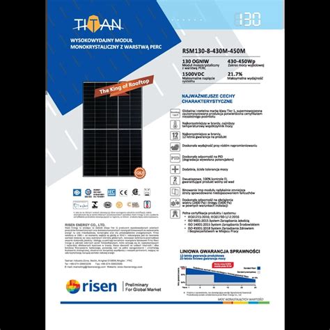 Risen Energy Moduł fotowoltaiczny panel PV 440Wp Risen RSM130 8 440 BF