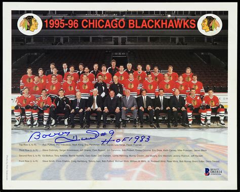 Lot Detail 1995 96 Bobby Hull Chicago Blackhawks Signed 8 X 10 Team