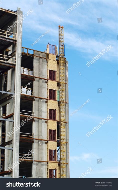 side view building construction sky background stock photo