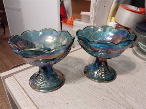 Vintage Indiana Glass Carnival Glass Candle Holders Etsy