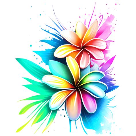 Plumeria And Colorful Gradient Digital Graphic · Creative Fabrica