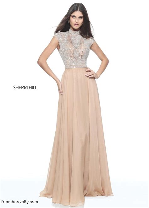 French Novelty Size 0 Blush Sherri Hill 51083 High Neck Beaded Prom Dress