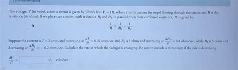 Solved The voltage, V (in volts), across a circuit is given | Chegg.com 