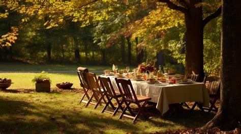 Premium Photo Outdoor Feast Capture An Outdoor Thanksgiving Feast