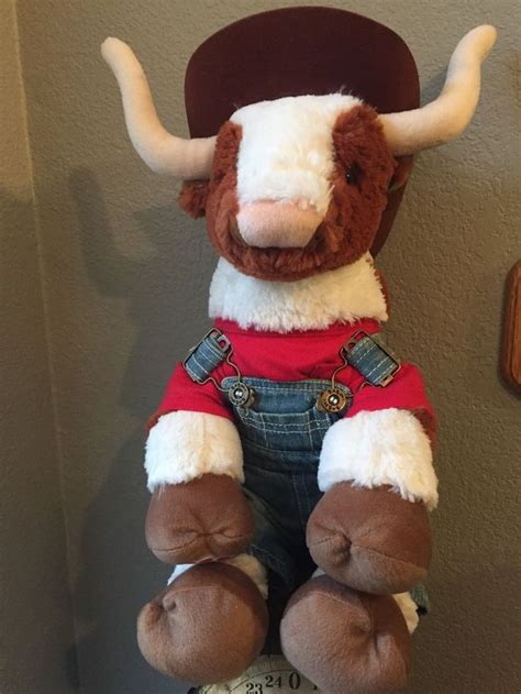 Build A Bear Texas Longhorn Steer Bull Cow Plush With Overalls Hat