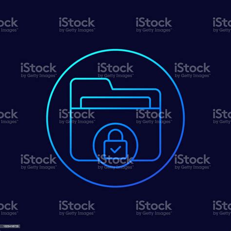 Confidential Folder Protected Data Line Vector Icon Stock Illustration