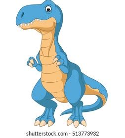 Cute Blue Dinosaur Cartoon Stock Illustration 513773932