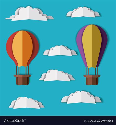 Beautiful Landscape With Balloons Air Hot Craft Vector Image