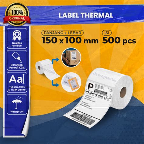 Jual Label Thermal X Isi Ukuran A Kertas Stiker Barcode