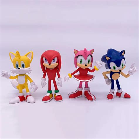 6pc Sonic The Hedgehog Action Figures Super Sonic Tails Amy Rose Dr