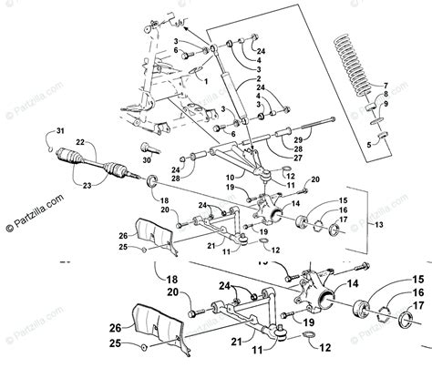 Arctic Cat ATV 2002 OEM Parts Diagram For Front Suspension Assembly