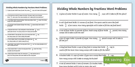 Dividing Fractions Word Problems Math Twinkl Usa